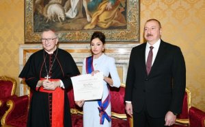 Mehriban Əliyeva Vatikanda Papa Cəngavər Ordeninə layiq görüldü - FOTOLAR