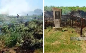 Salyanda qəbiristanlıq YANDI