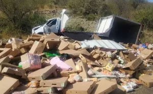 Yük maşını aşdı, toyuqlar yola dağıldı -  VİDEO